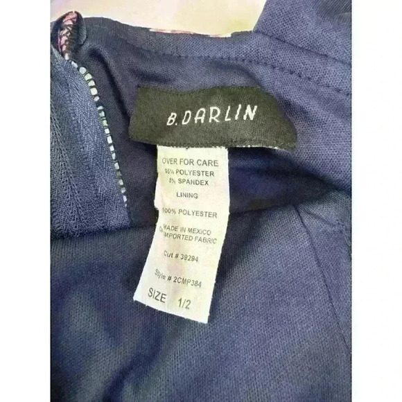 B Darline Dress Womens  Sz 1/2 NWT Navy Fit Flare Floral Sleeveless Open Back - Picture 6 of 7